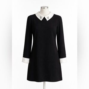 Victoria Beckham Black Mini Dress with White Peter Pan Collar & Cuffs